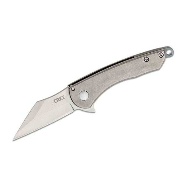 CRKT - Robert Carter Jettison Flipper 2.028" Wharncliffe Blade, Stonewashed Titanium Handles