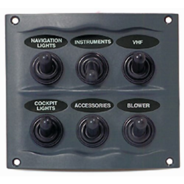 Marinco - Waterproof Panel with 6 Switches GREY