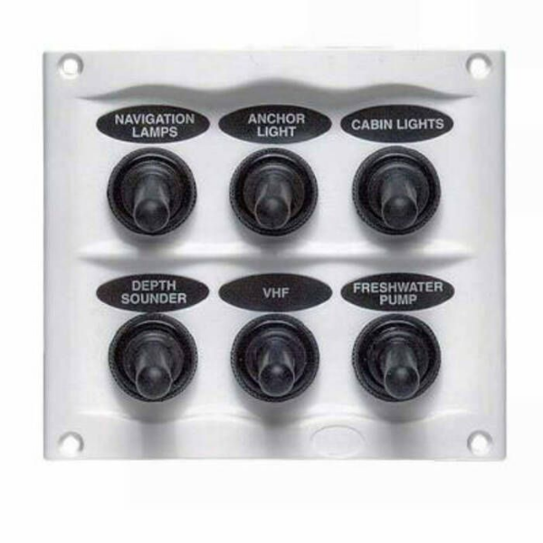 Marinco - White Waterproof Panel with 6 Switches WHITE