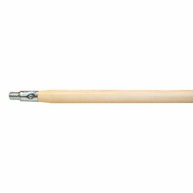 Weiler - Threaded Tip Floor Brush Handle, 1-1/8 in Dia x 60 in L, Metal Tip, Hardwood Handle, Natural