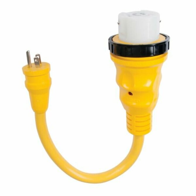 Marinco - Pigtail Adapter, 15A 125V Male To 50A 125/250V Female