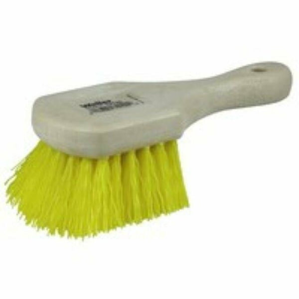Weiler - 8" Utility Scrub Brush, Yellow Polypropylene Fill, Short Handle Foam Block